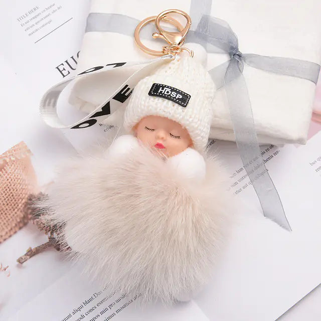 Cute Furry Plush Doll Keychain for Gift Decoration