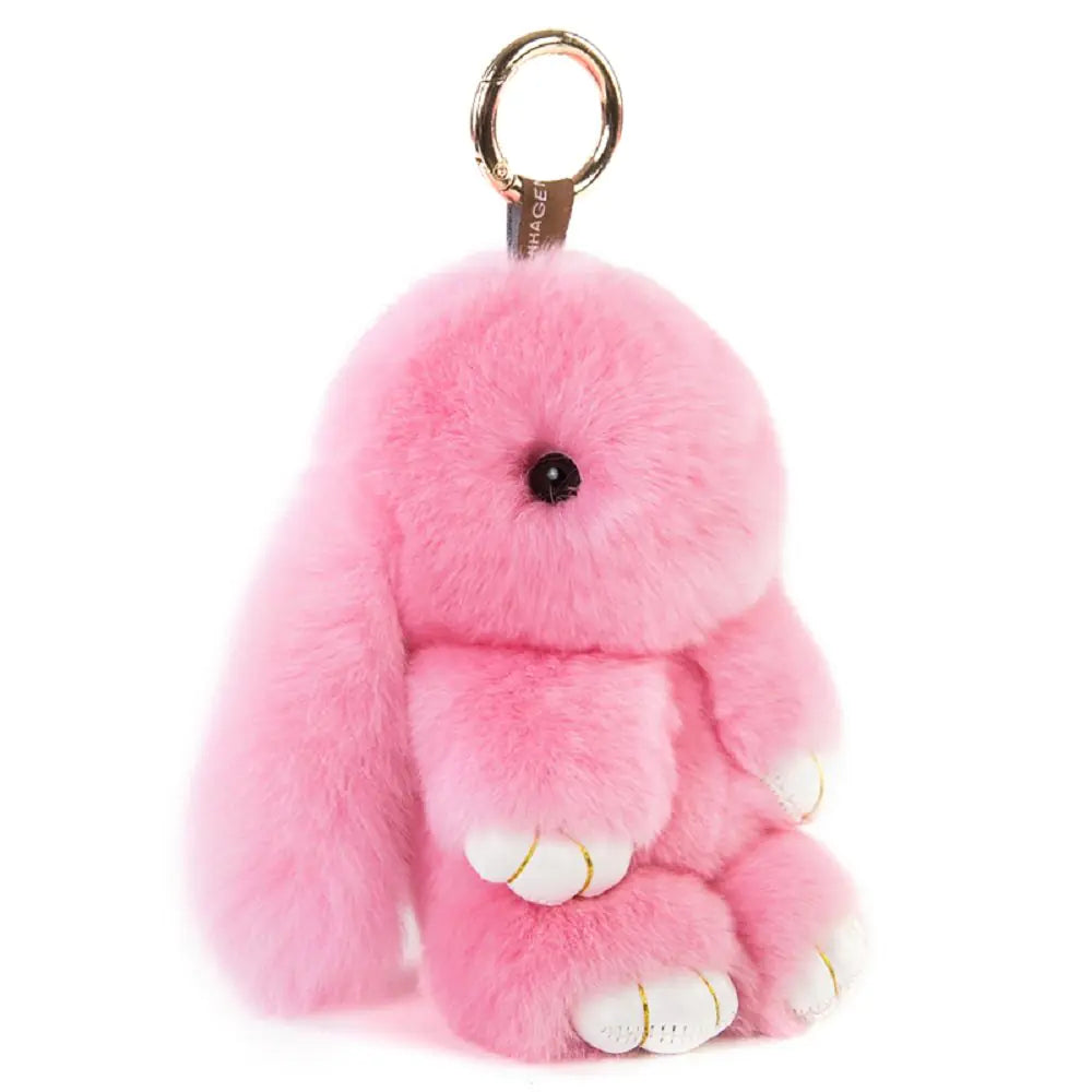 CHMIING Bunny Keychain Soft Cute Rex Rabbit Fur Keychain Car Handbag Keyring