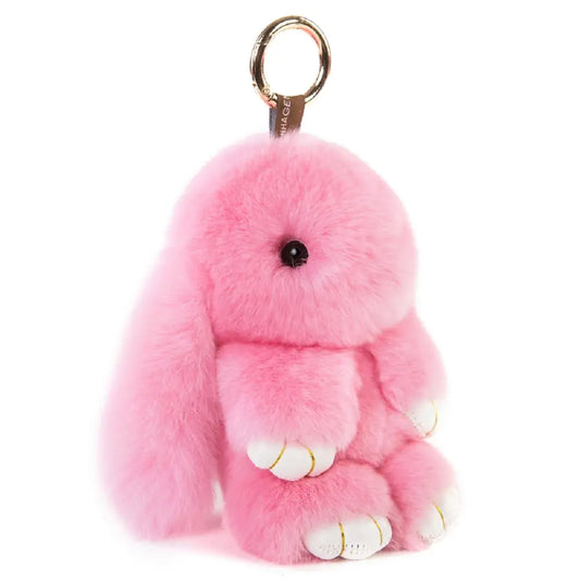 CHMIING Bunny Keychain Soft Cute Rex Rabbit Fur Keychain Car Handbag Keyring