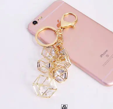Rhinestone Car Keychain Diamond-Shaped Bag Charm