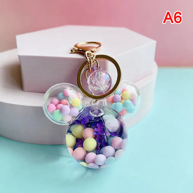 Mickey Head Quicksand Keychain Pendant for Girls