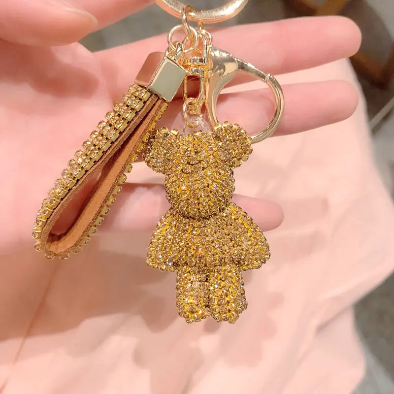 Creative Rhinestone Bear Keychain for Women