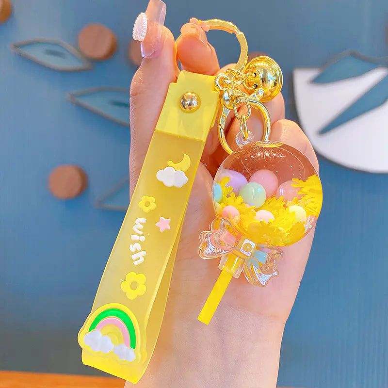 Oil Lollipop Rainbow Bean Keychain Couple Accessory