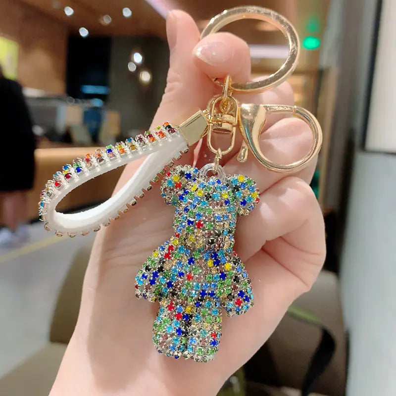 Creative Rhinestone Bear Keychain for Women