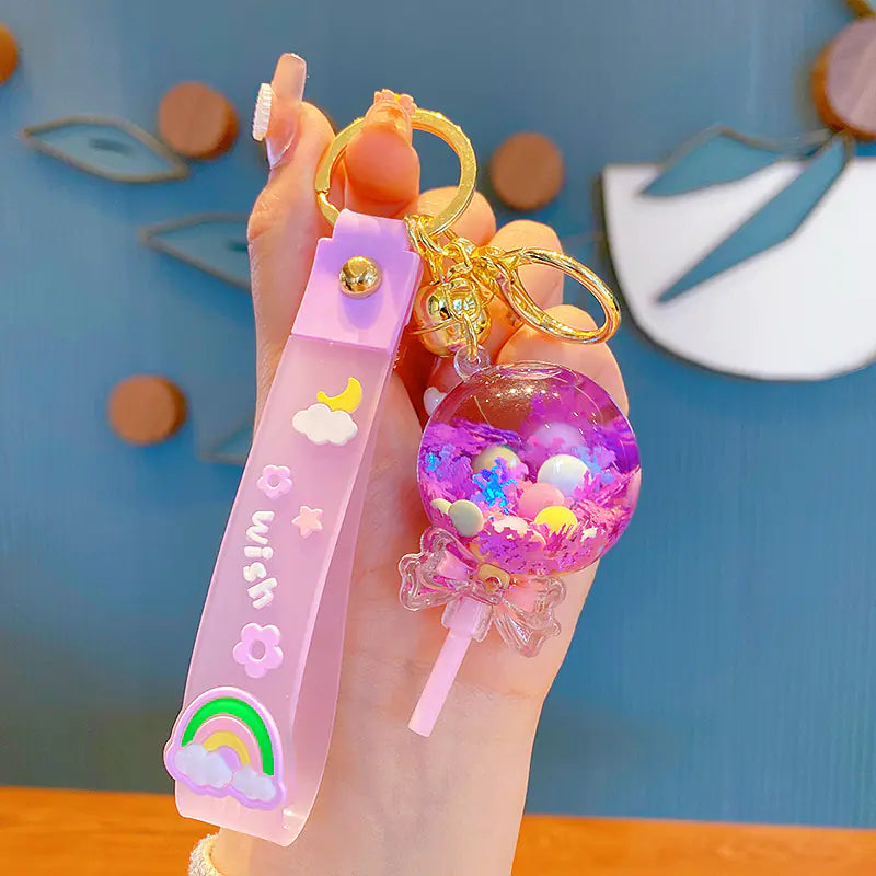 Oil Lollipop Rainbow Bean Keychain Couple Accessory