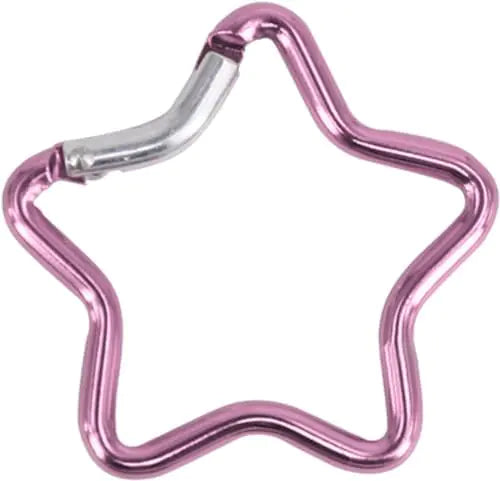 Carabiner Clip Star Shaped Climbing Buckle Aluminum Alloy Heavy Duty Keyring Hook for Camping Fishing Hiking Traveling Spring Loaded Carabiner Accessory and Keychain 1 Pc (Pink)