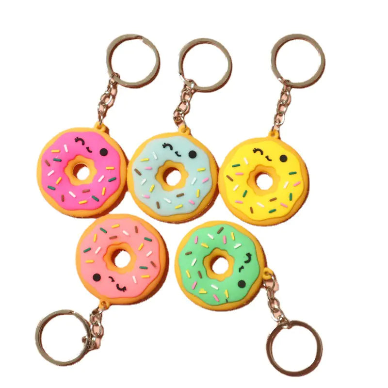 3D Smiley Donut Bread Pendant Keychain Jewelry