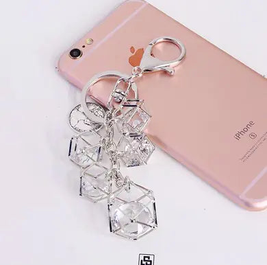 Rhinestone Car Keychain Diamond-Shaped Bag Charm