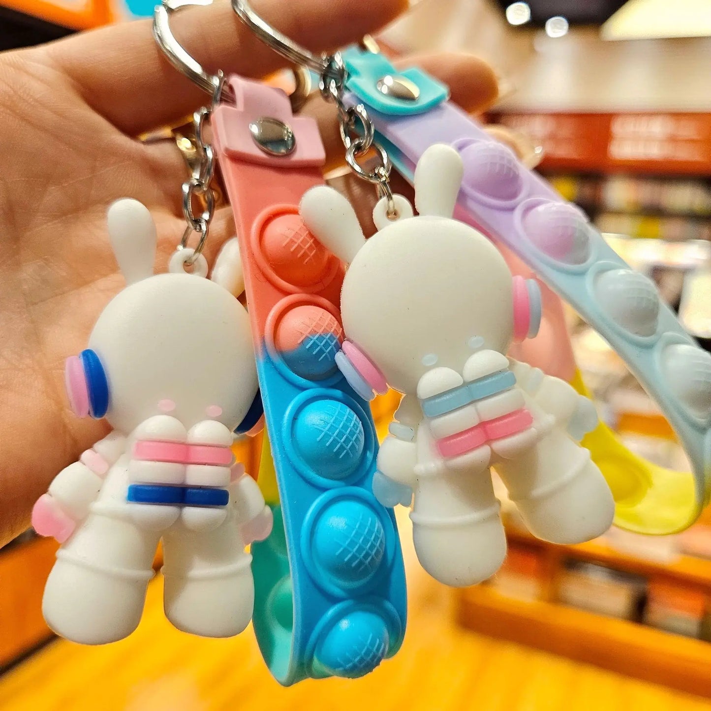 Cute Cartoon Space Rabbit Astronaut Keychain Pendant