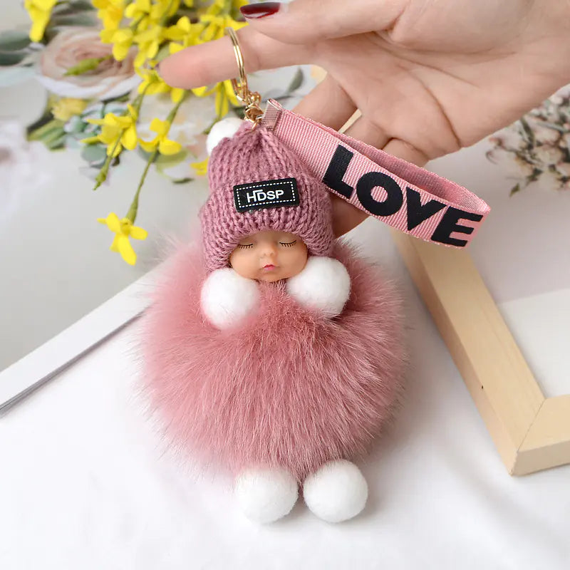 Cute Furry Plush Doll Keychain for Gift Decoration