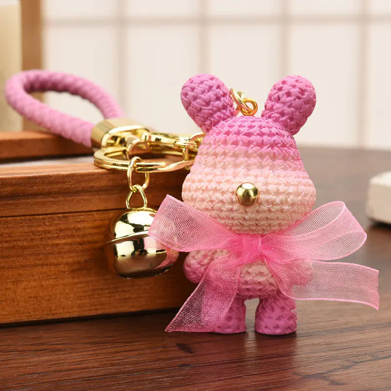 Cute Bear Resin Bow Bell Rabbit Keychain Pendant