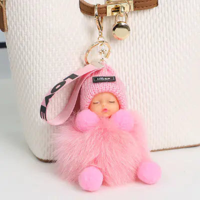 Cute Furry Plush Doll Keychain for Gift Decoration