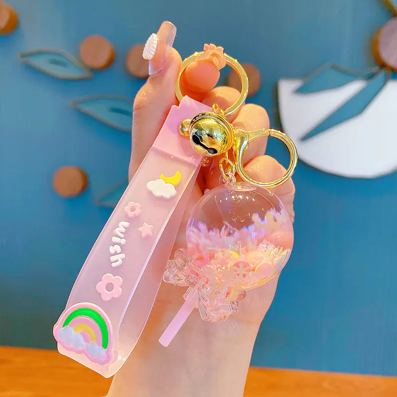 Oil Lollipop Rainbow Bean Keychain Couple Accessory