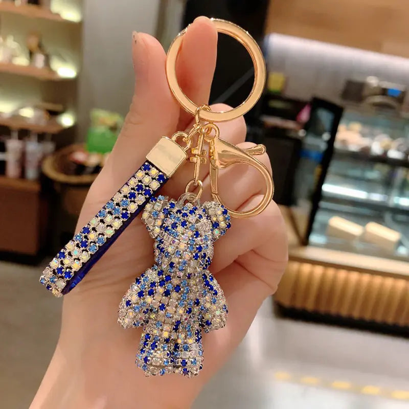 Creative Rhinestone Bear Keychain for Women