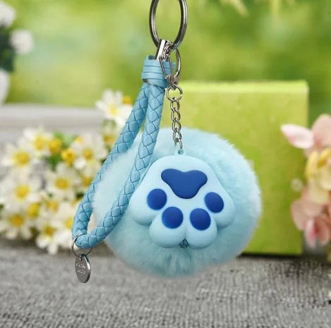 Cat Paw Plush Keychain and Keyring Loop