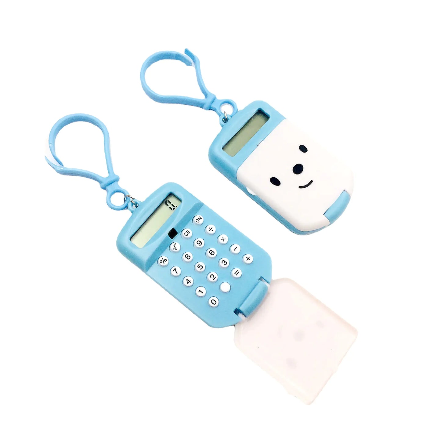 Smiling Face Emoji Biscuit Mini Calculator Keychain