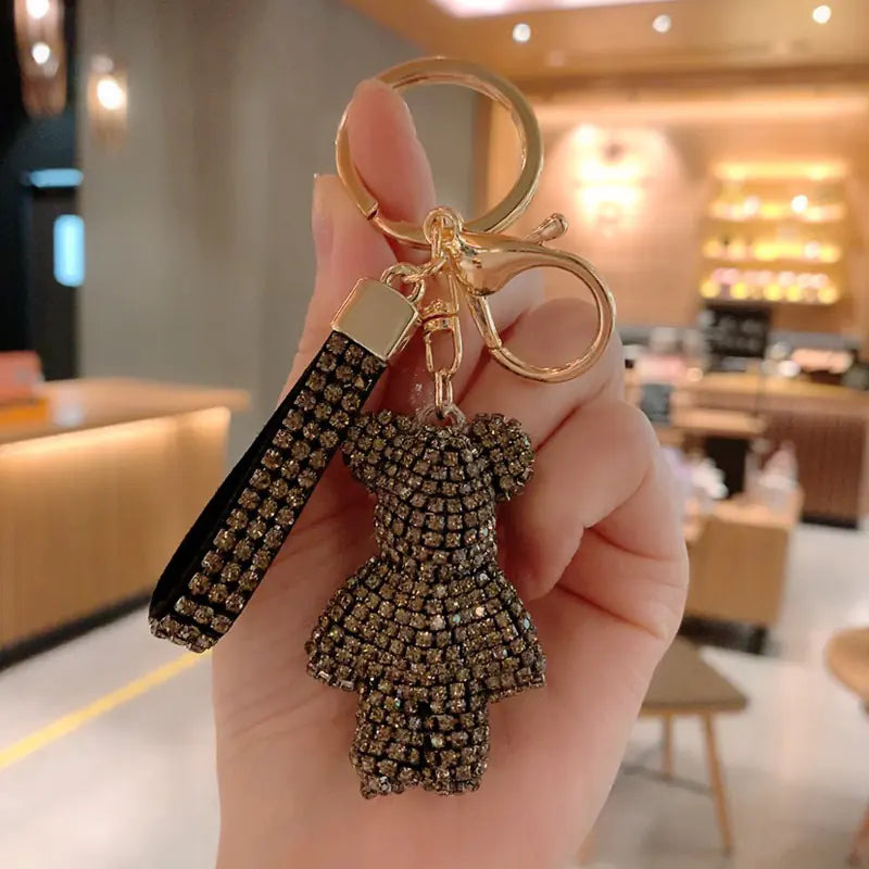 Creative Rhinestone Bear Keychain for Women