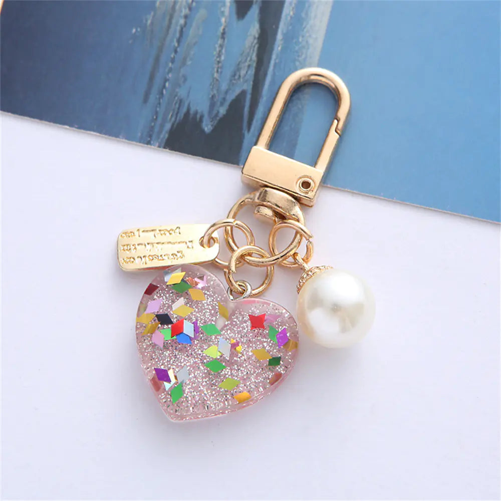 Acrylic Pearl Love Keychain Pendant for Headphones