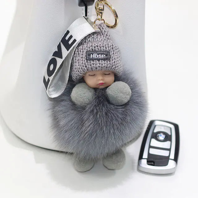 Cute Furry Plush Doll Keychain for Gift Decoration