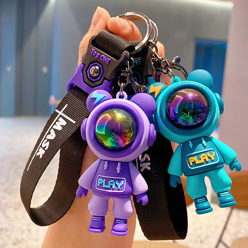 Creative Cartoon Astronaut Bear Keychain Charm Accessory
