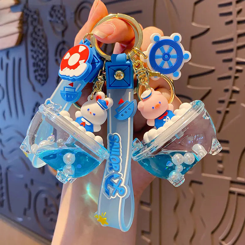 Cartoon Doll Keychain - Cute Female Couple Design