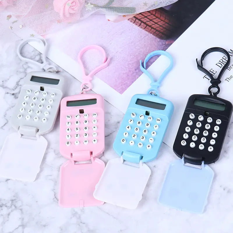 Smiling Face Emoji Biscuit Mini Calculator Keychain