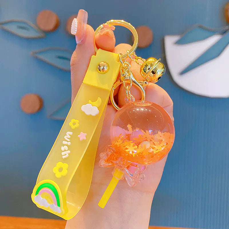 Oil Lollipop Rainbow Bean Keychain Couple Accessory