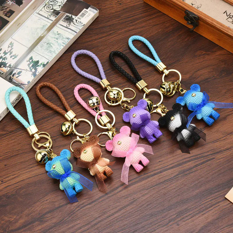 Cute Bear Resin Bow Bell Rabbit Keychain Pendant