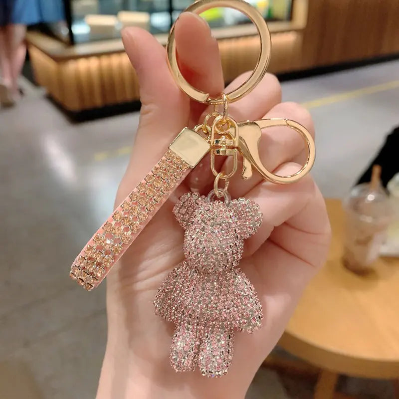 Creative Rhinestone Bear Keychain for Women