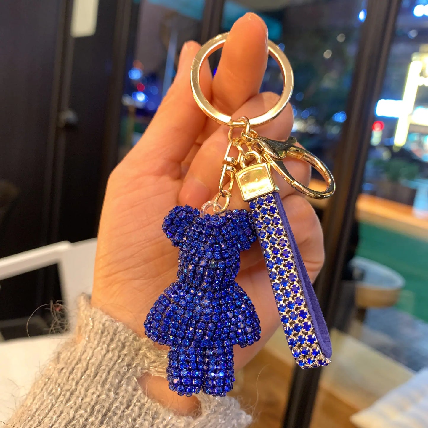 Creative Rhinestone Bear Keychain for Women