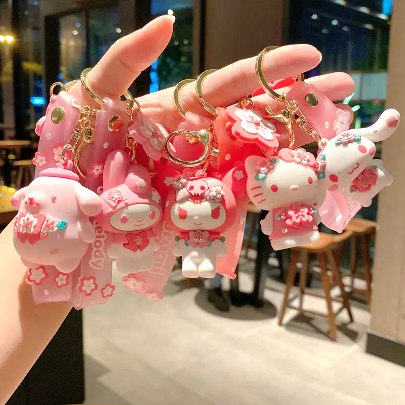 Pink Cherry Blossom Sanrio Cinnamoroll Keychain Decor