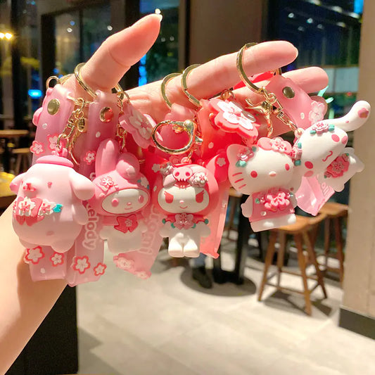 Pink Cherry Blossom Sanrio Cinnamoroll Keychain Decor
