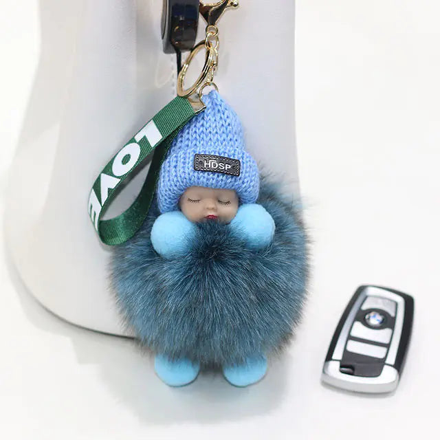 Cute Furry Plush Doll Keychain for Gift Decoration