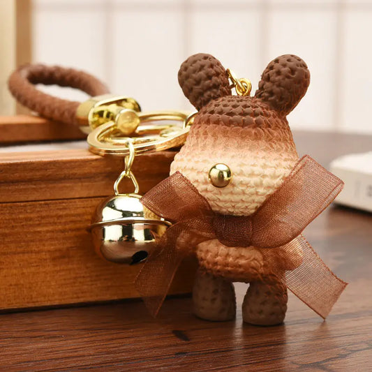 Cute Bear Resin Bow Bell Rabbit Keychain Pendant