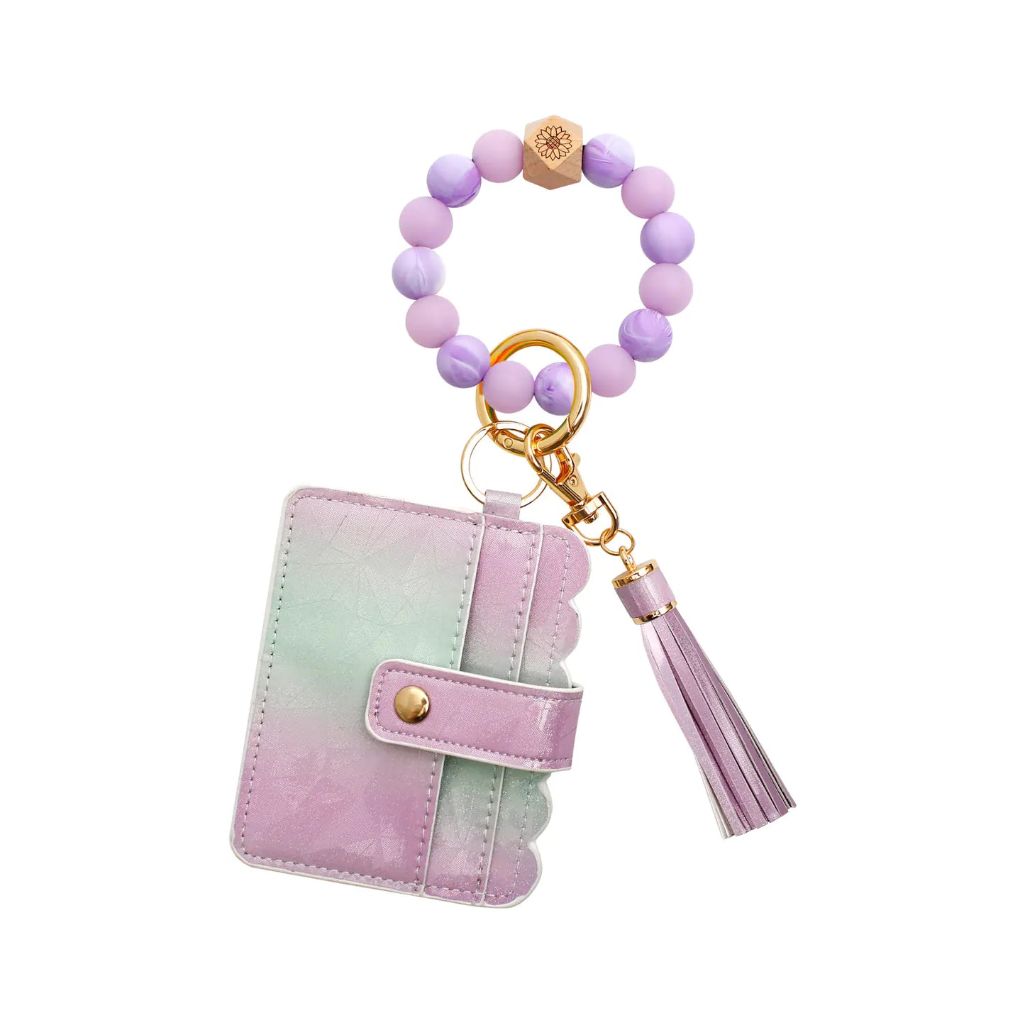 Handmade Luminous Silicone Beads Keychain with Card Holder