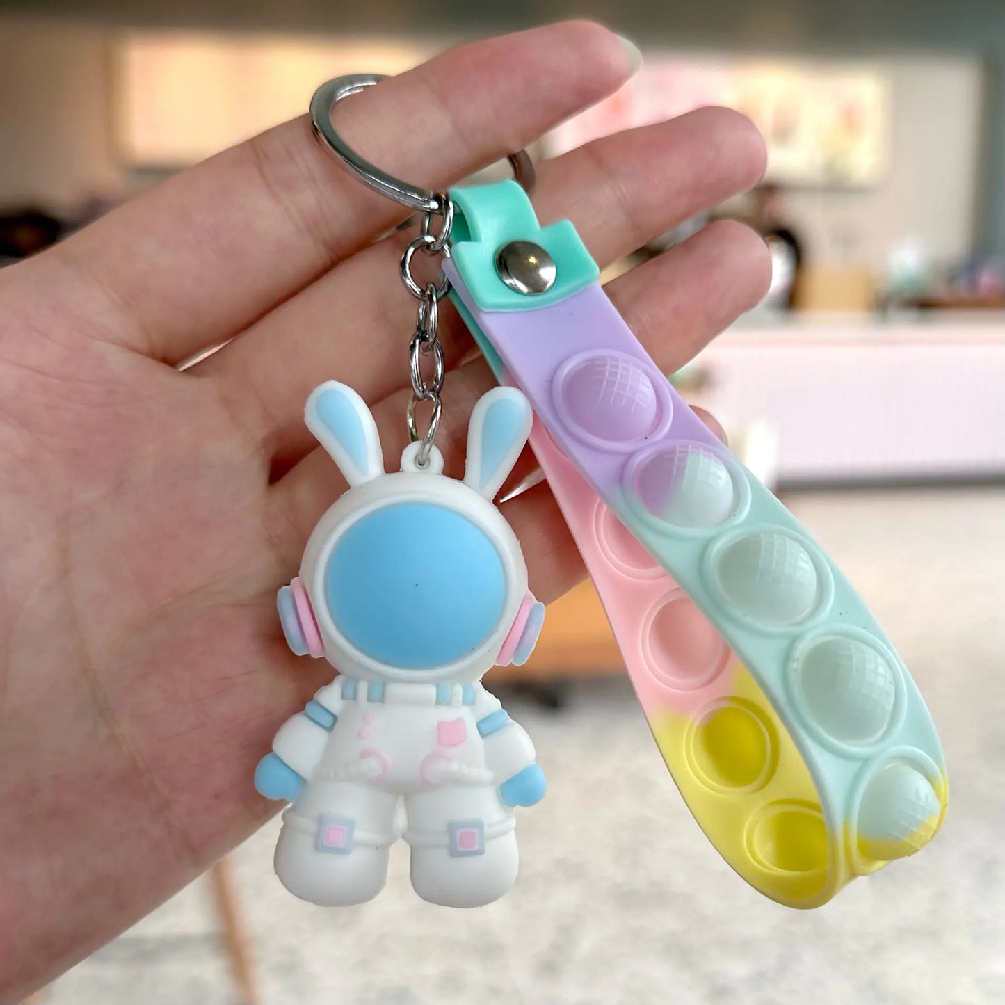 Cute Cartoon Space Rabbit Astronaut Keychain Pendant