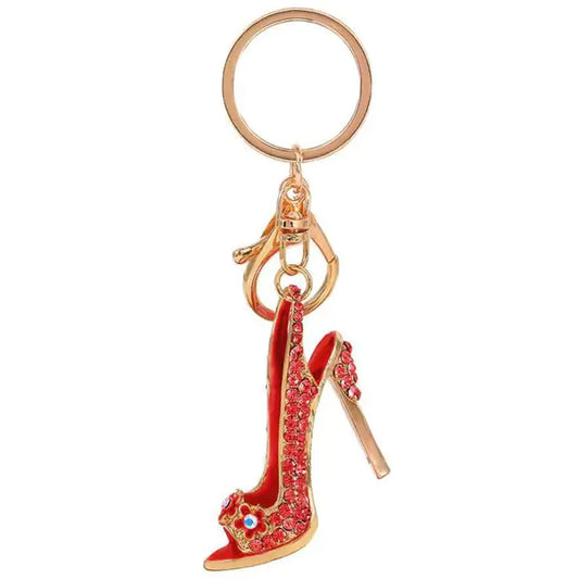 Luxury Rhinestone High Heel Shoe Keychain for Women