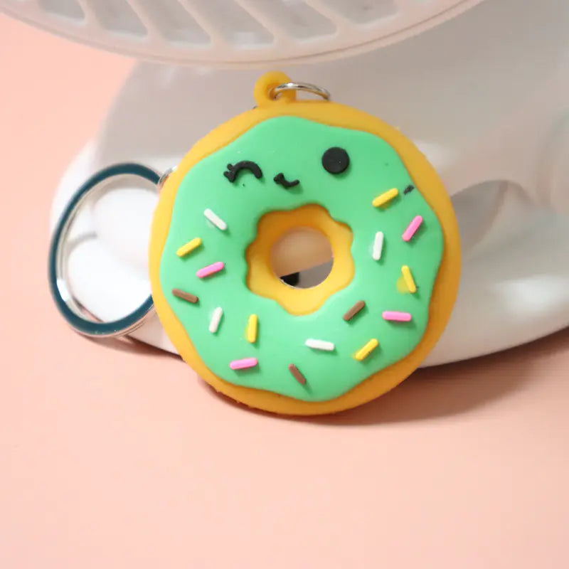3D Smiley Donut Bread Pendant Keychain Jewelry