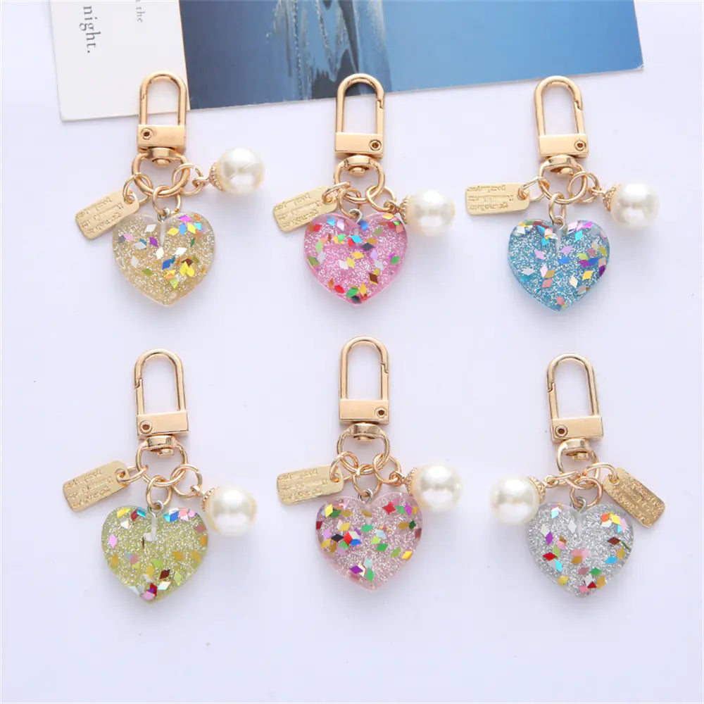 Acrylic Pearl Love Keychain Pendant for Headphones