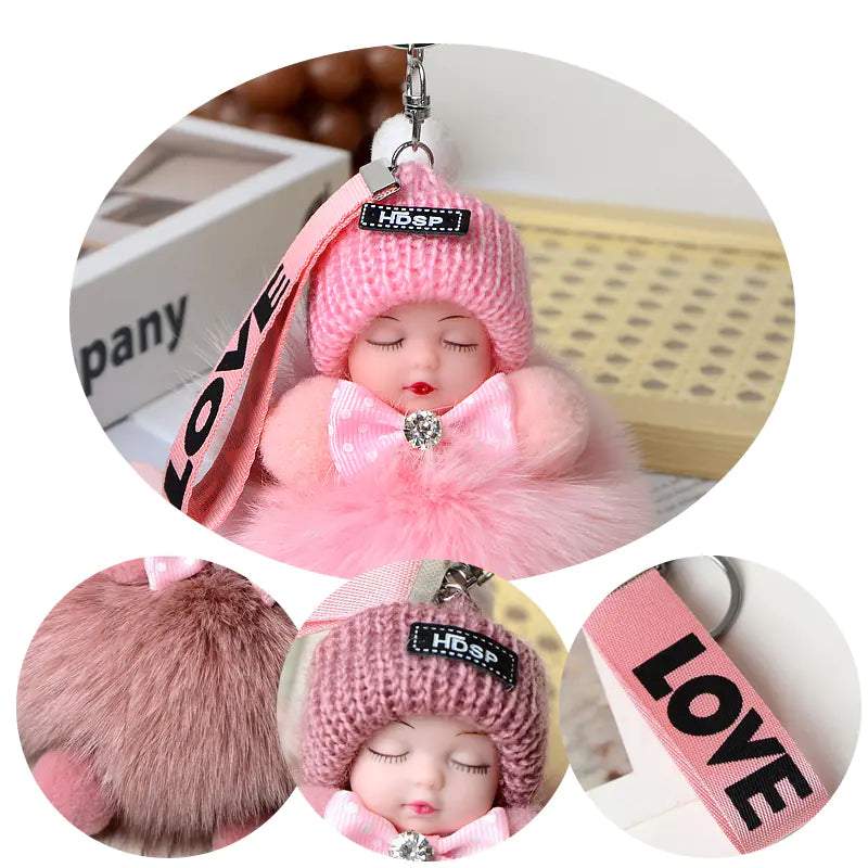 Cute Furry Plush Doll Keychain for Gift Decoration