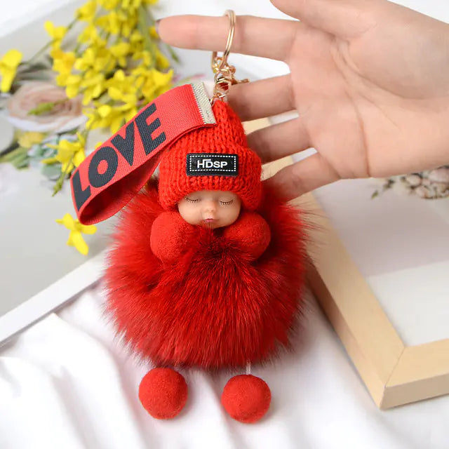 Cute Furry Plush Doll Keychain for Gift Decoration