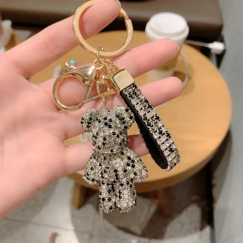 Creative Rhinestone Bear Keychain for Women
