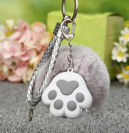 Cat Paw Plush Keychain and Keyring Loop