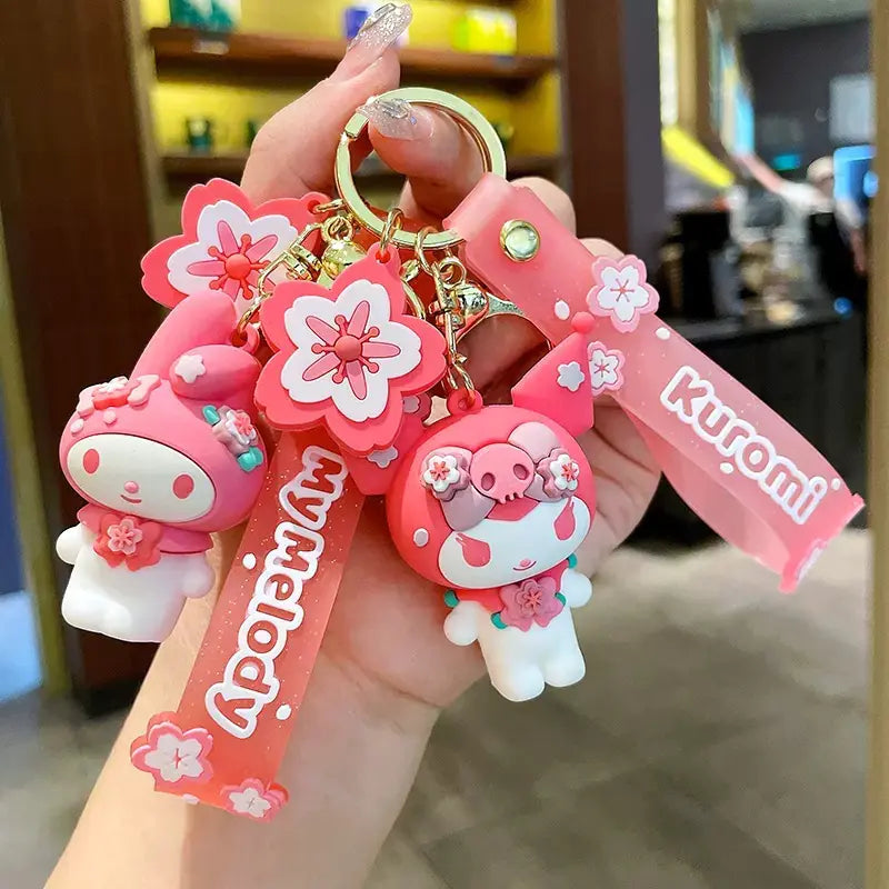 Pink Cherry Blossom Sanrio Cinnamoroll Keychain Decor