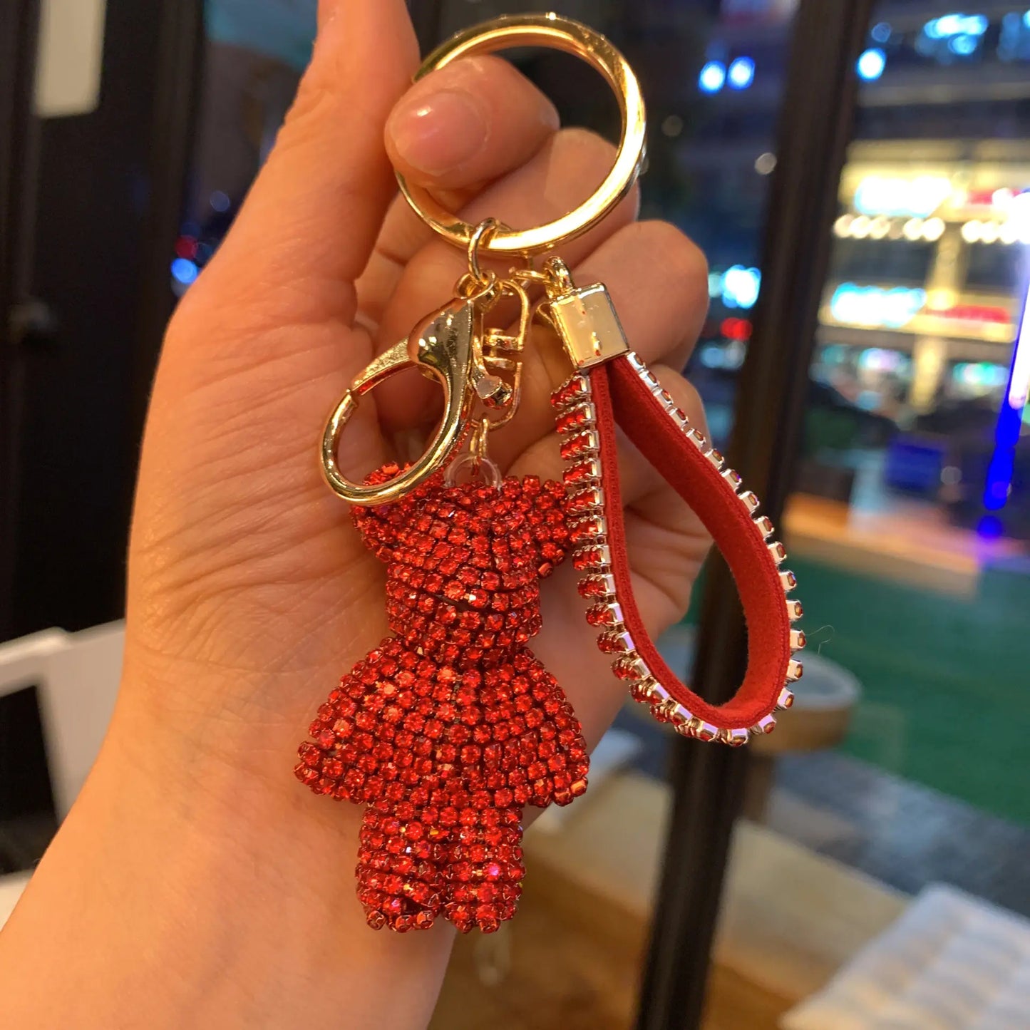 Creative Rhinestone Bear Keychain for Women