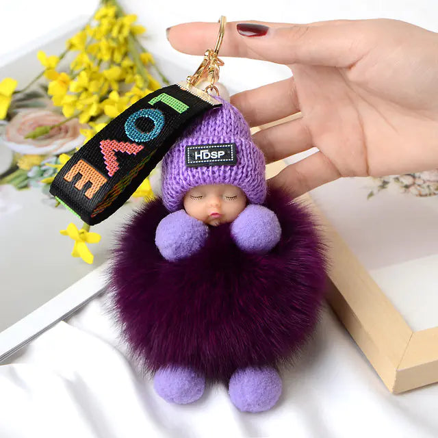 Cute Furry Plush Doll Keychain for Gift Decoration