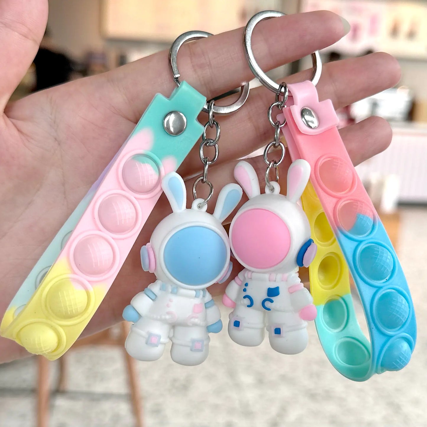 Cute Cartoon Space Rabbit Astronaut Keychain Pendant