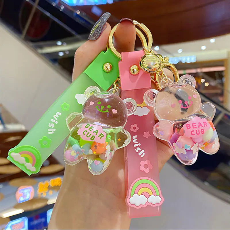 Cute Rainbow Bear Drift Bottle Pendant Keychain