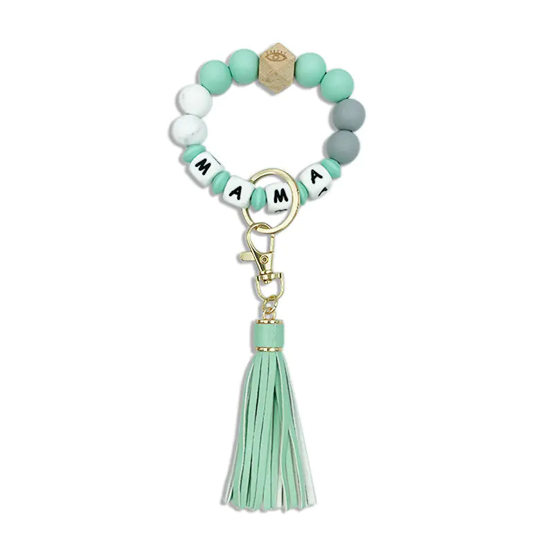 Silicone Beaded Bracelet Keychain Accessory