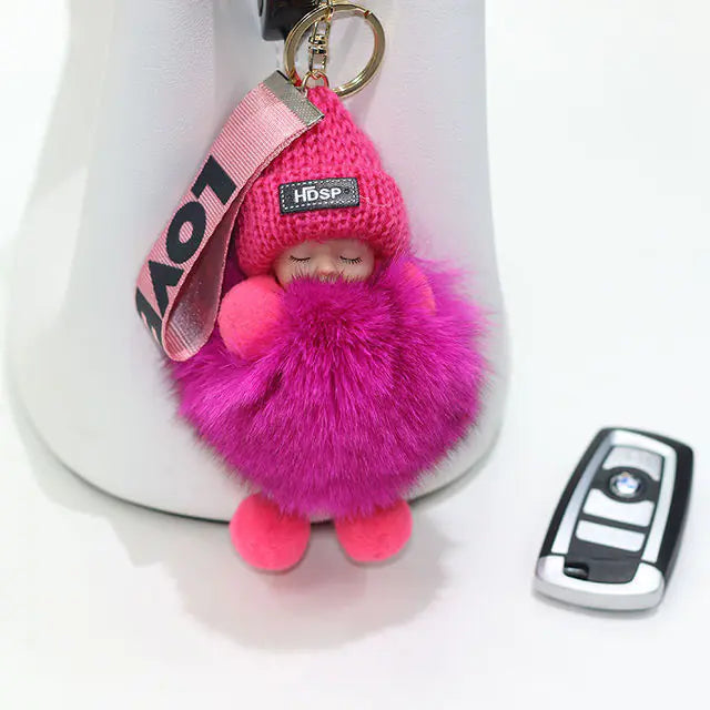Cute Furry Plush Doll Keychain for Gift Decoration